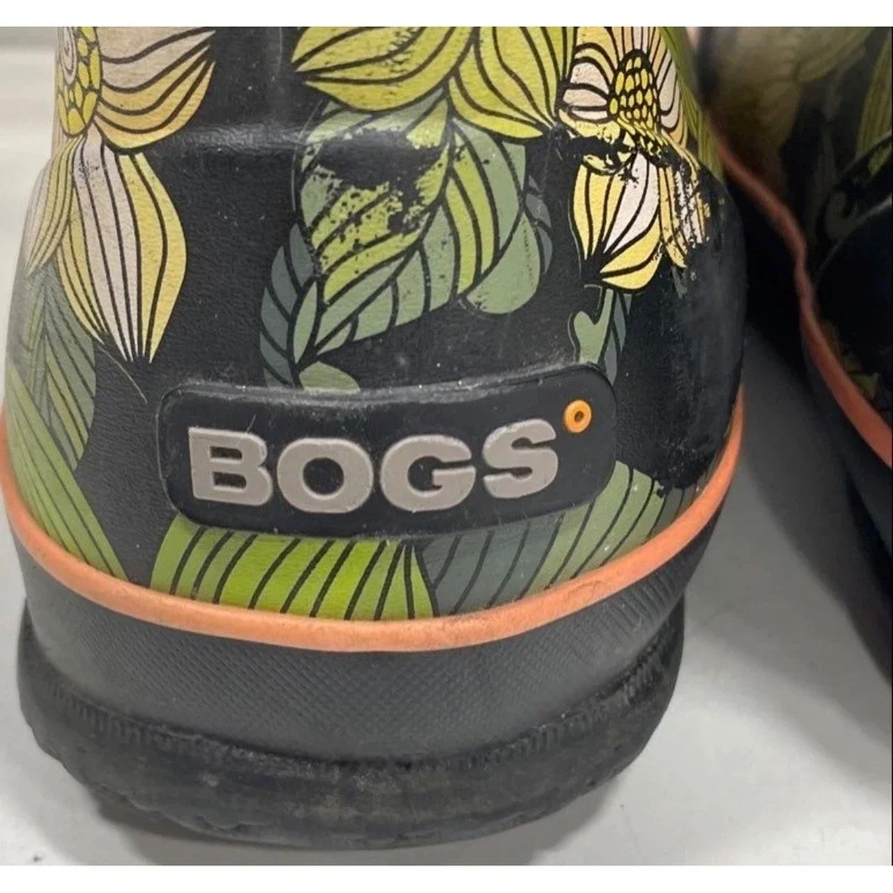 Bogs Classic High Stargazer Floral‎ Waterproof Rain garden Boots Black Green 6